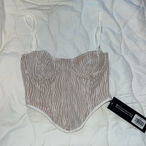 white fox corset top